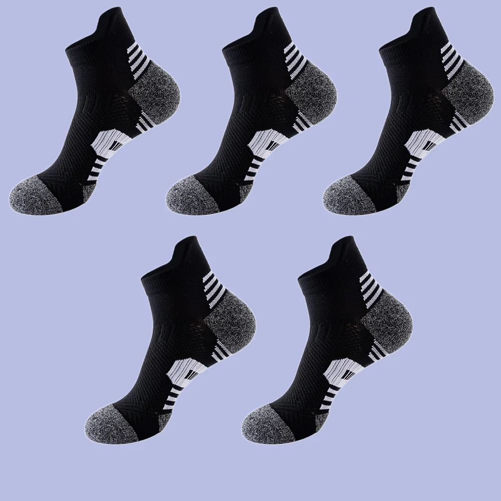 3 Pairs Men\'s Socks Outdoor Running Basketball Socks Men\'s Thickened Towel Bottom Breathable Socks Hiking Badminton Sports Socks