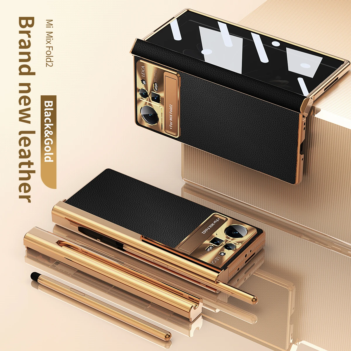 

Capacitance Pen For Xiaomi Mix Fold 2 Dual Hinge Case with Touch Pen Slot Leather Cover for With Front Screen Glass Film
