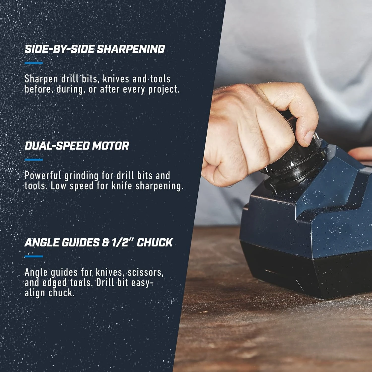 

X2 Drill Bit and Knife Sharpener With Removable Guide System