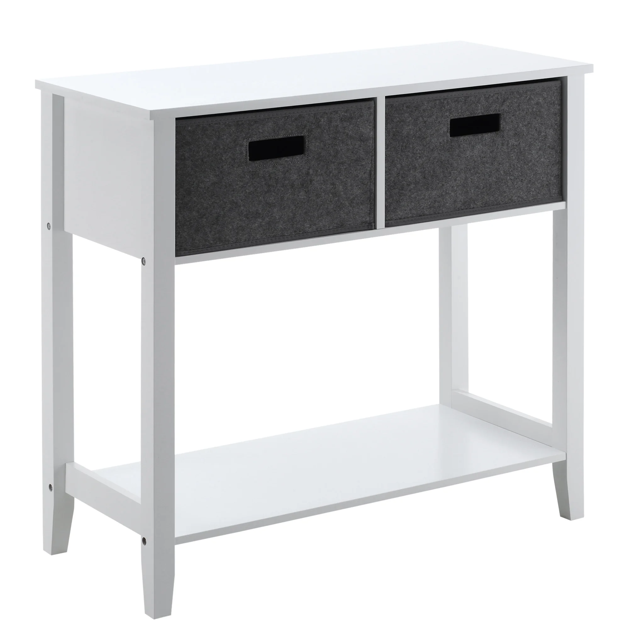 HOMCOM console table entrance table with 2 fabric drawers and 1 storage shelf living room hall furniture 80x35x76 cm White