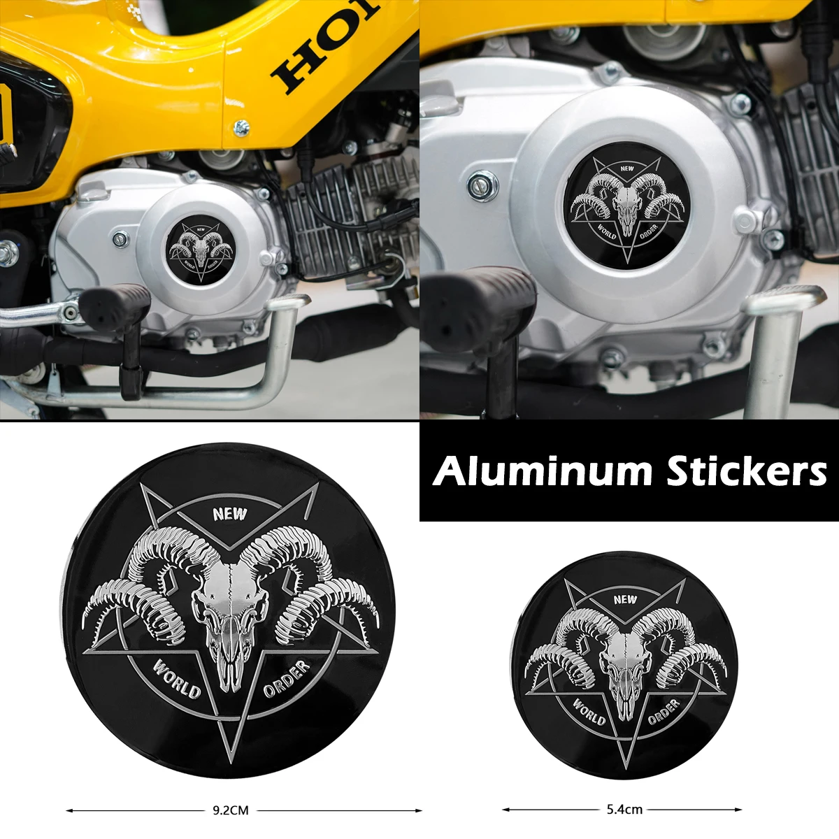 Goat Head Aluminum Motorcycle Decorative Stickers Engine Clutch Cover Accessories Decals For Honda WING Cross Cub