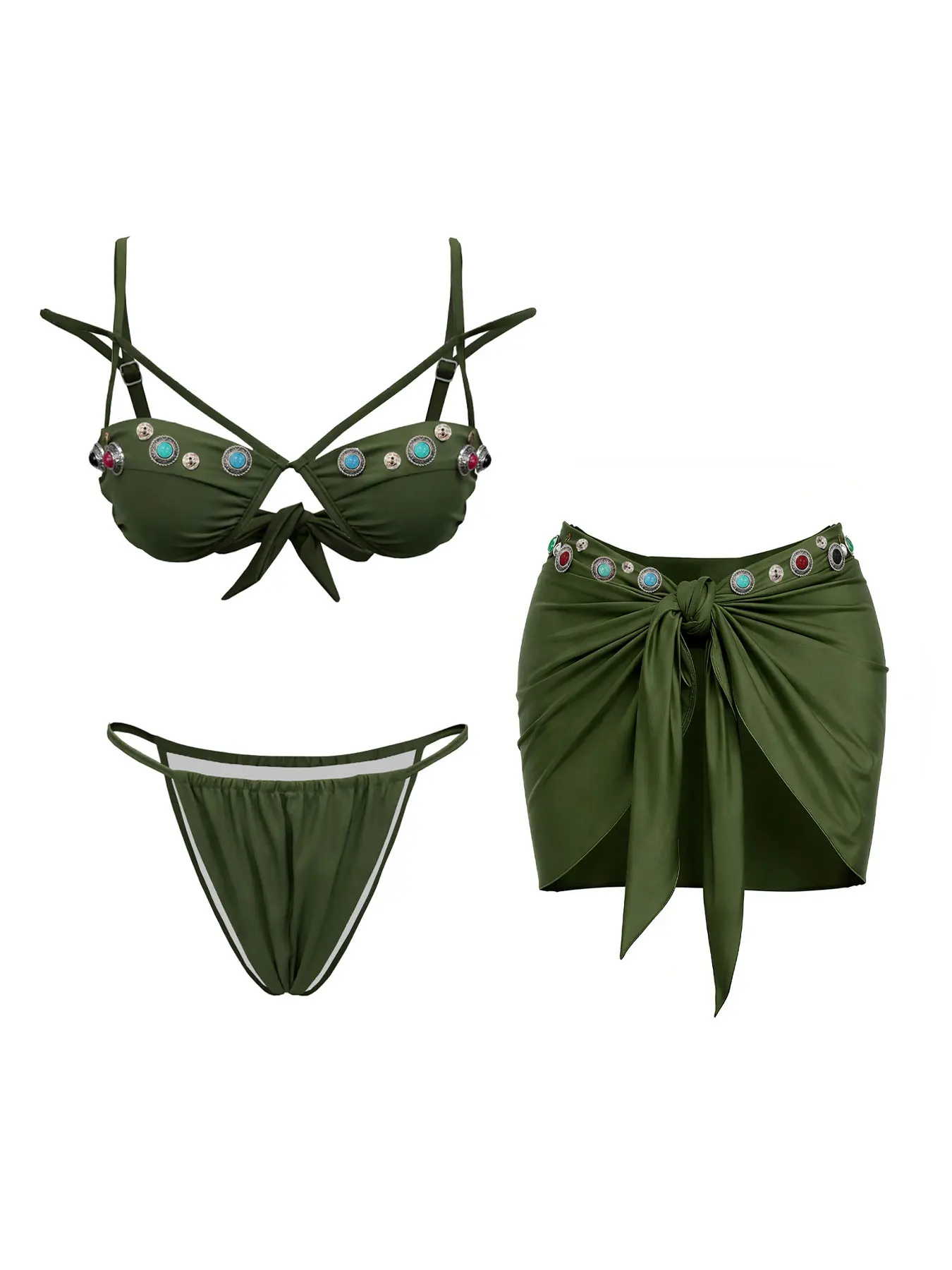 

Купальник-бикини с перекрестными бретелями и узлами, комплект с юбкой, модный женский купальный костюм, пляжная одежда
