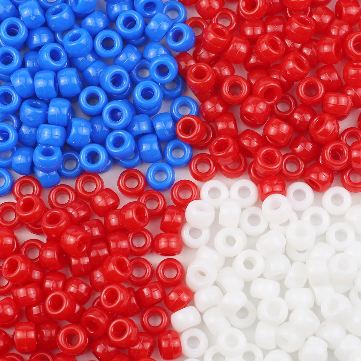 Red White Blue Acrylic Loose Cylindrical Beads For Jewelry Making DIY Decoration Findings Bracelets Accessories 9MM 190pcs