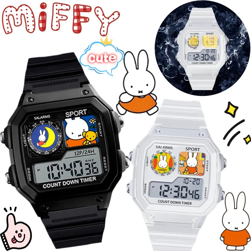 

Новые часы Miffy: креативные, яркие, с мультяшным принтом, для студентов, спортивные, умные, светящиеся, водонепроницаемые, электронные, в подарок