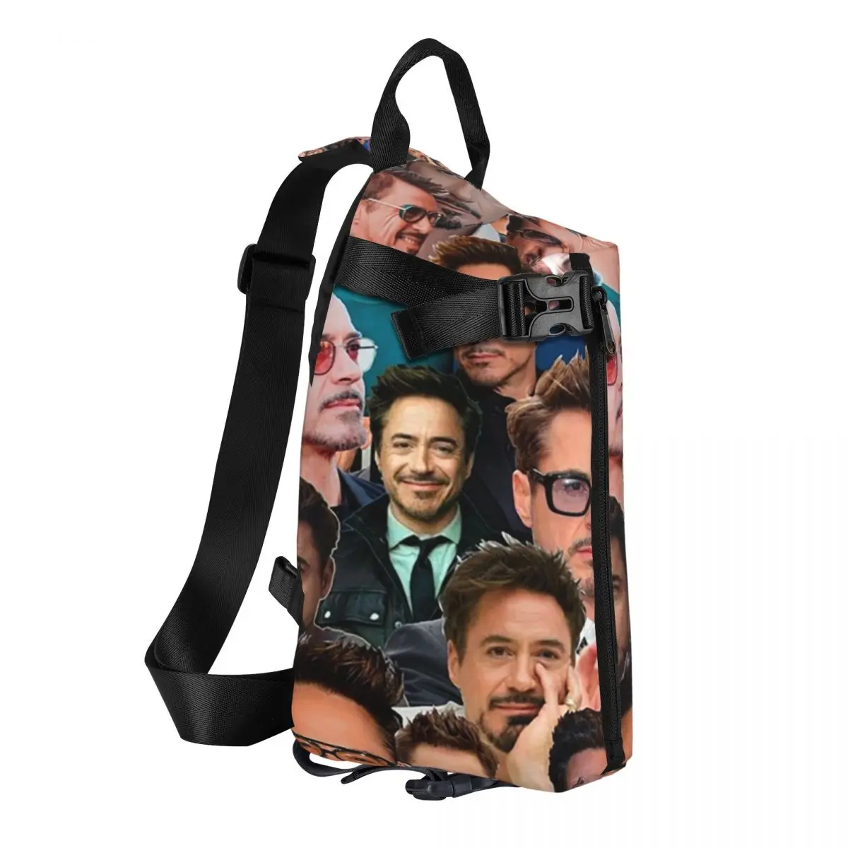 Robert Downey Jr. Photo Collage Chest Bag Men Sling Crossbody Backpack Chest Bag Travel Hiking Daypack Shoulder Bag