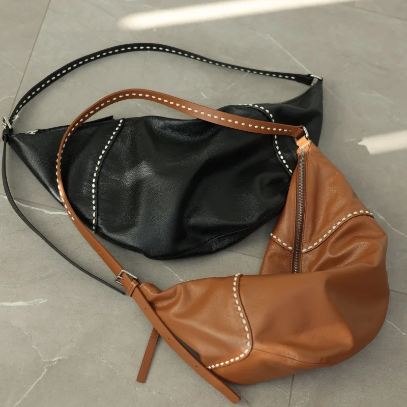 Genuine Leather Luxury Corssbody Bags For Women Super Soft Casual Shoulder Bag Suitable For Travling Adjustable Shoulder Strap