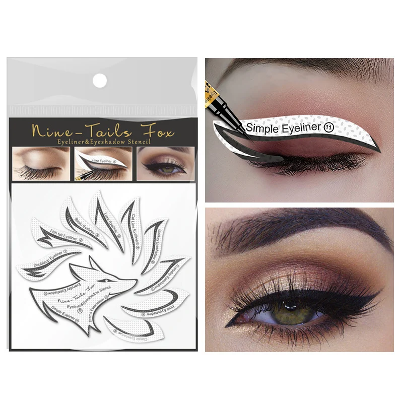 12 adesivi/PC Eyeliner ombretto volpe a nove code benda sull'occhio modelli di ombretti modello modellatura stencil occhi strumenti di ausilio per il trucco