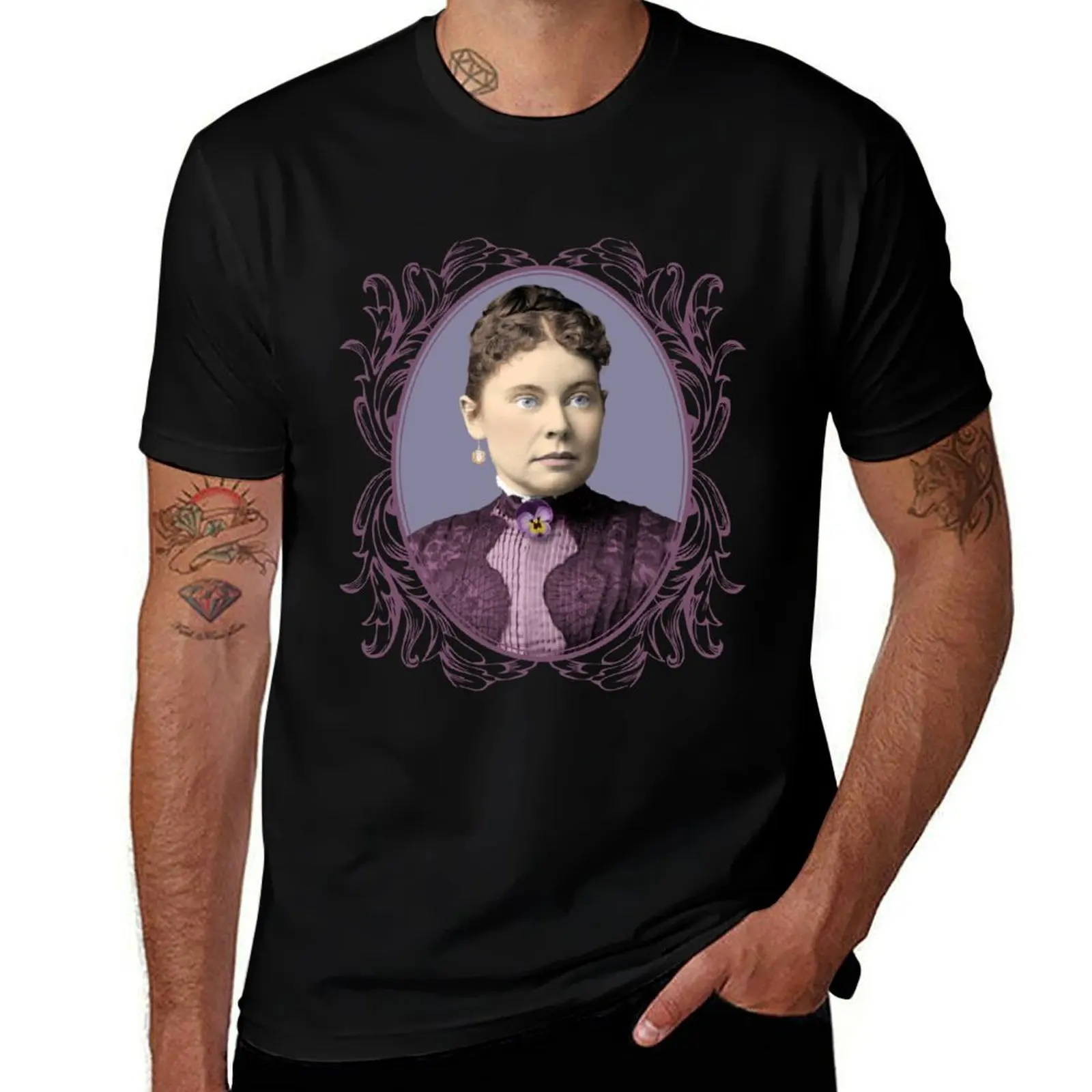 Lizzie Borden Purple Dress & Pansy Brooch (no text) T-Shirt anime shirt custom shirt men t shirt