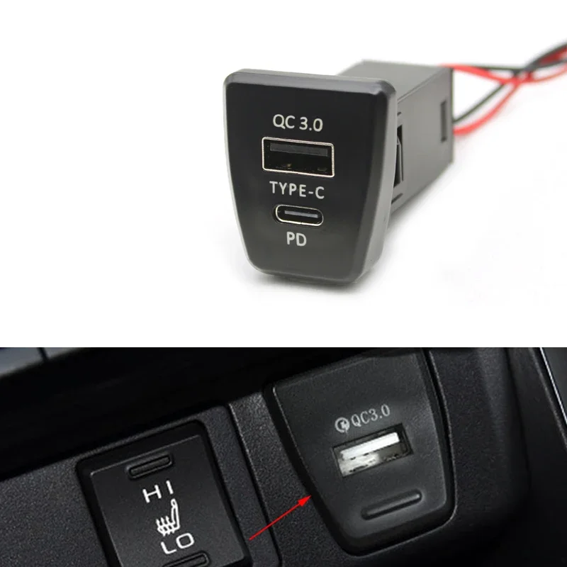 Auto Charger Interface Socket Accessories TYPE-C PD QC3.0 USB For Phone Charger Using For Toyota RAV4 5th XA50 2019 2020