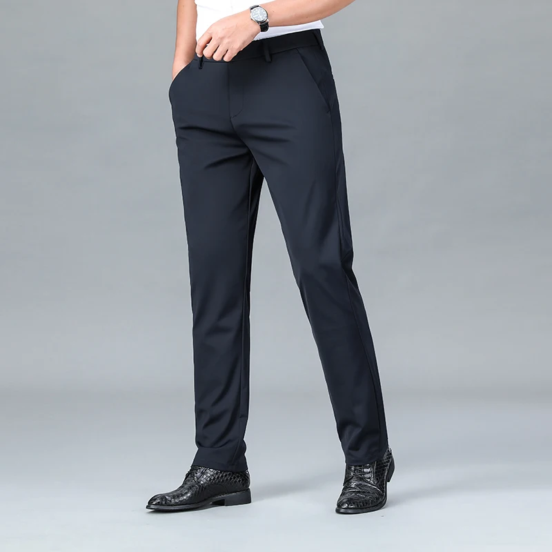 2024 NEW Business Trousers Men's Summer Thin Business Wear Simple Fashion Elastic Loose Straight Casual Trousers