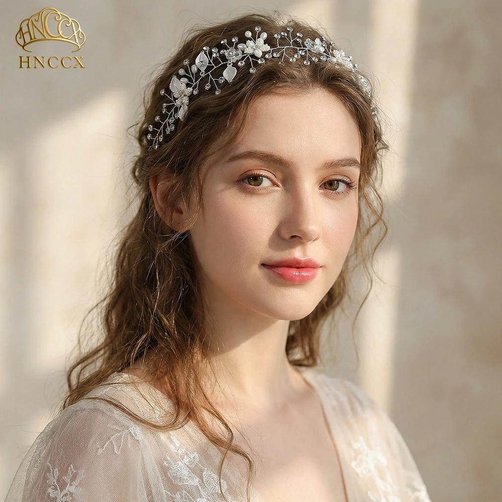 HNCCX Wedding Forehead Headband for Woman Bride Headpiece Rhinestone Alloy Leaf Bridal Tiara Wedding Hair Accessories HP236