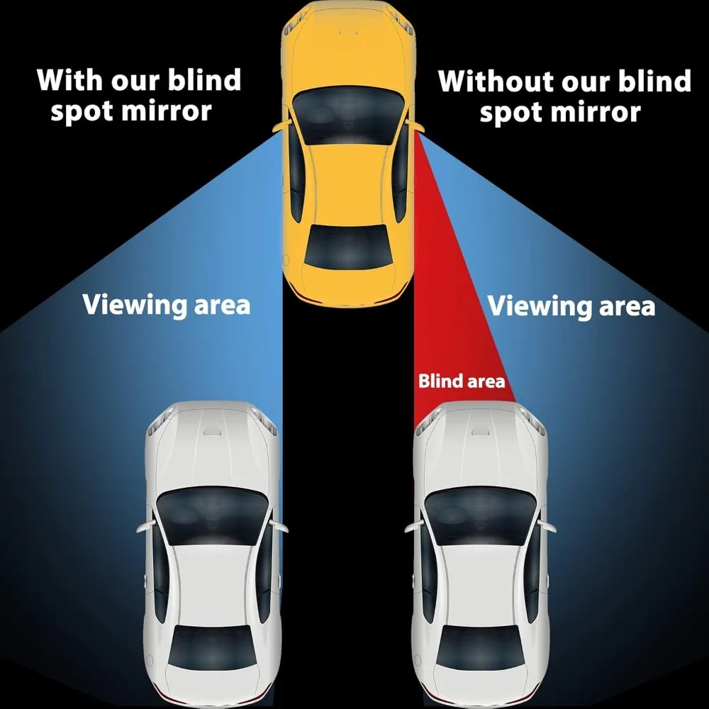2Pcs 360 Degree Adjustable Blind Spot Mirror Car Auxiliary Rearview Convex Mirror Round Frame Wide Angle Mirrors for Car Reverse