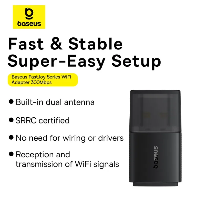 Baseus 300Mbps FastJoy Series High Speed WiFi Receiver Adapter Cluster