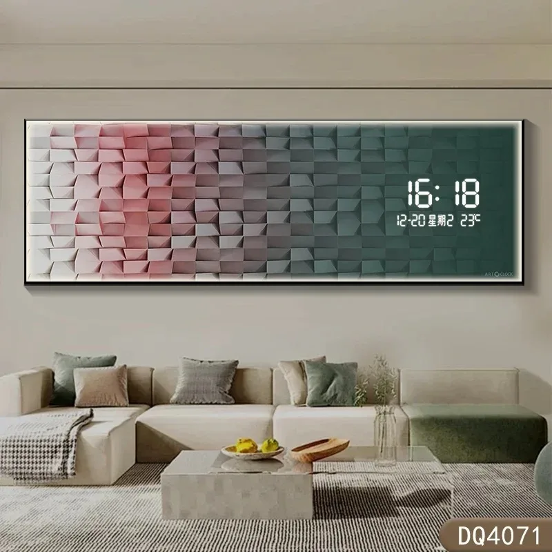Design de temperatura data relógio de parede design luz sala estar escritório relógio parede interior ornamentos luxo decoração para casa