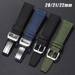20mm 21mm 22mm Nylon Canvas Leather Watchband for IWC Pilot Strap Soft Sport Wristband Folding Buckle Bracelet Universal Band