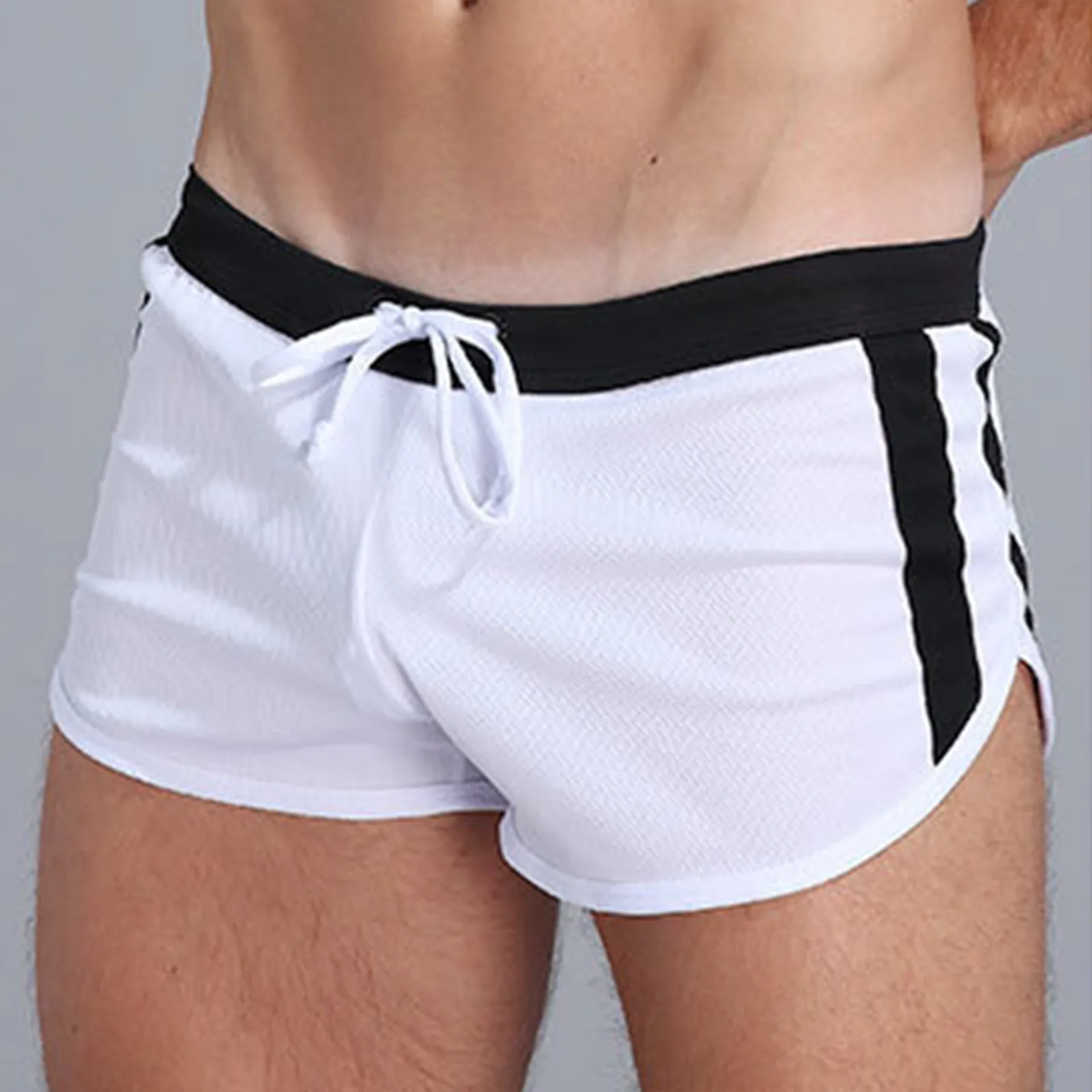 Mens Sports Pocket Solid Drawstring Board Trunk Beach Short Pants Shorts Summer Thin Trousers Zippered Pocket Loose Sweatpants