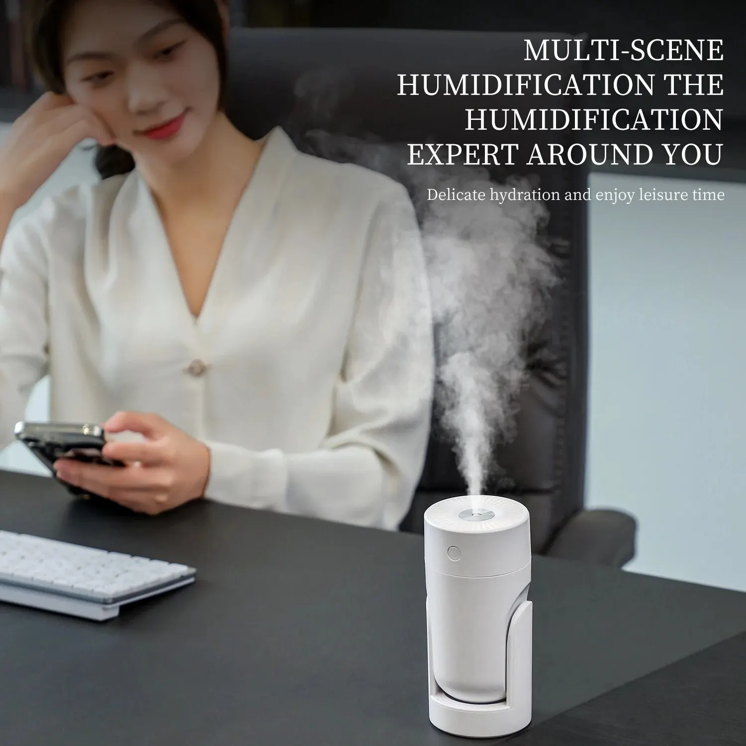 1PC Humidifier Mute for Both Car and Home Adjustable Angle Use Intelligent Constant Humidity USB Automatic Spray Air Purifier