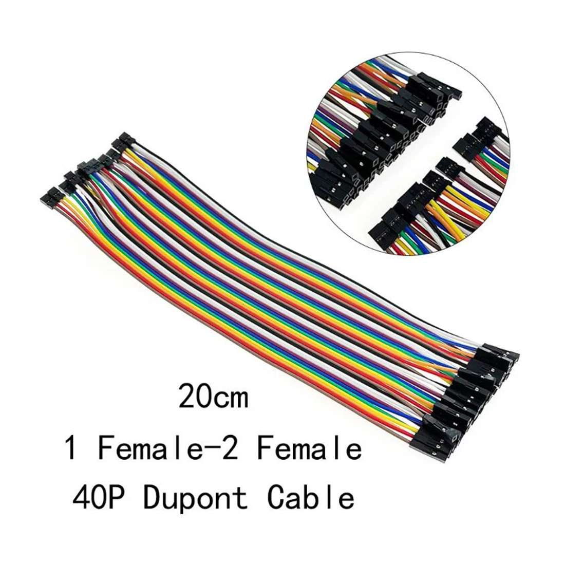 

40pcs in Row 40P Dupont Cable 20cm 2mm switch 2.54mm 2P-1P wire NEW