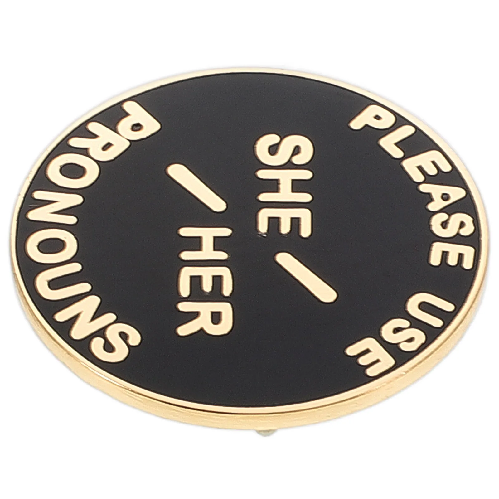 Pronoun Badge Enamel Pin Gender Identity She Her He Him They Them Symbol Circular Metal Brooch for Clothing Bags Hats Workplace