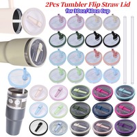 2PCS 30oz/40oz Tumbler Flip Straw Lid Replacement fit for Stanley Mugs Spill Proof Splash Resistant Tumbler Lids Straw Cup Cover