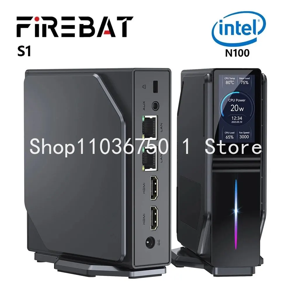 FIREBAT S1 Mini PC 12th Alder Lake N100 16GB 512GB DDR4 MiniPC Gamers Desktops WiFi5 BT4.2 Computer RGB Visualization