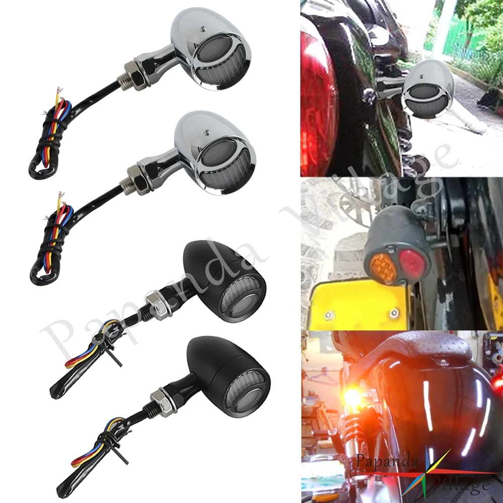 

Motorcycle Bullet LED Turn Signal Run Brake Indicator Light For Cruiser Cafe Racer Bobber Chopper Honda Yamaha Suzuki Kawasaki