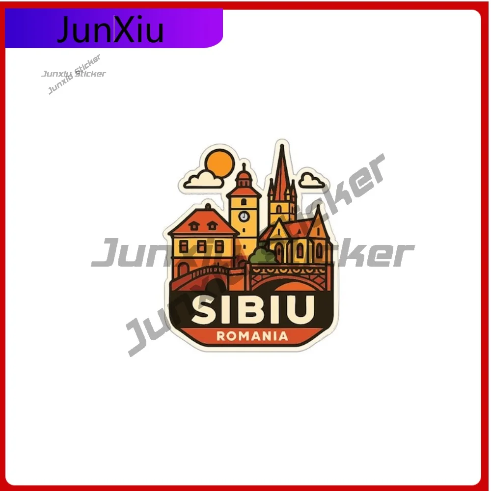 Sibiu رومانيا مدينة ملصق اكسسوارات غطاء الفينيل الخدوش ملصق مائي خوذة دراجة نارية لاقط شعار مخصص الشارات لشاحنة التخييم