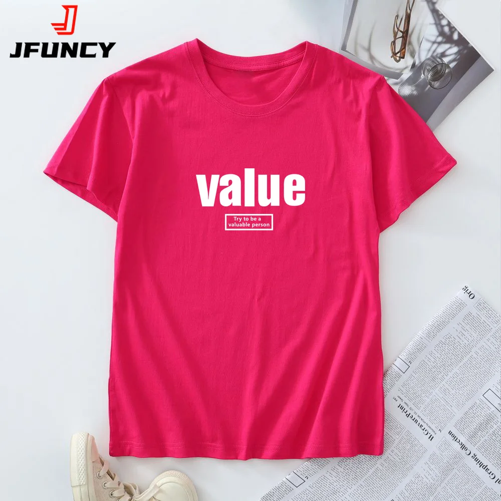 

Women Short Sleeve Tees 100% Cotton T Shirt 2025 Summer Women's Top Fashion Graphic Clothing Oversized Tshirt