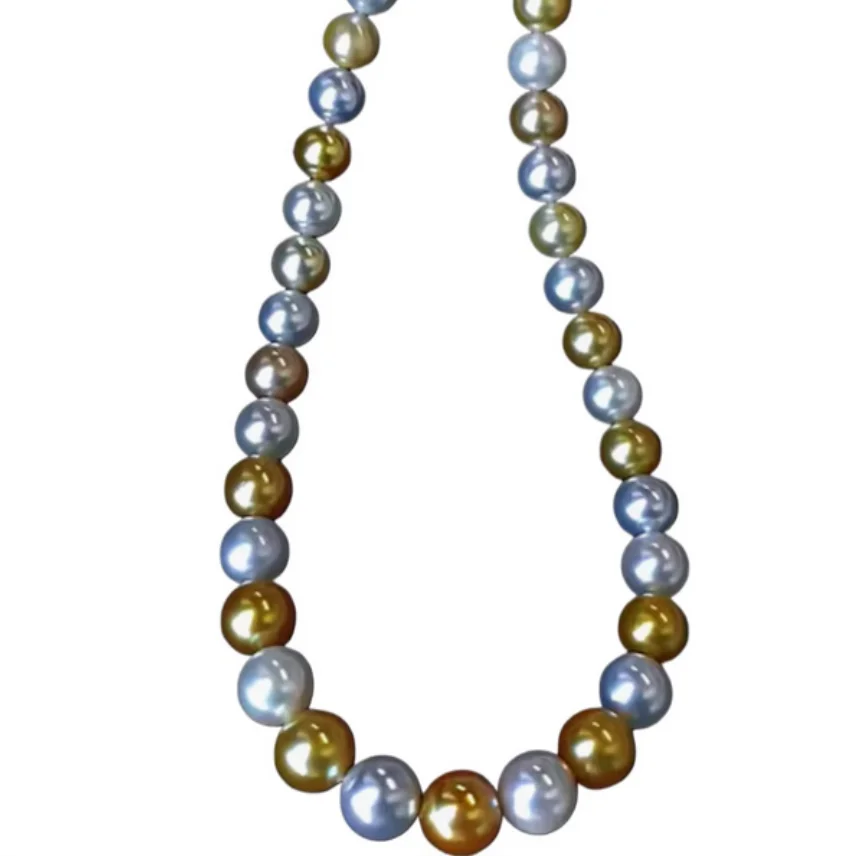 

CHARMING NATURAL WHITE GOLD CULTURED 7-9MM ROUND PEARL NECKLACE