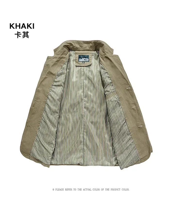 

Spring Autumn Mens Blazer Jacket High-quality Business Casual Coat Lapel Multi-pocket Single-button Suit Jackets Men Clothing