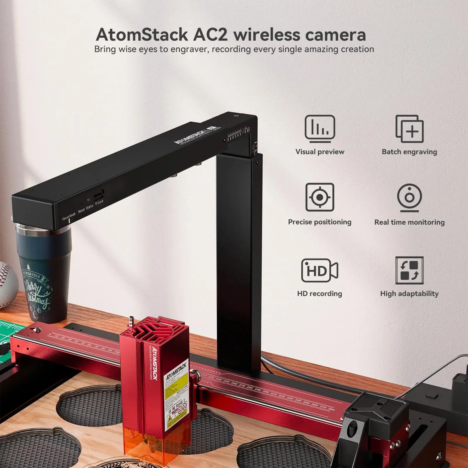 ATOMSTACK A40 X40 S40 Pro 레이저 조각기, 에어 어시스트, AC2 라이트번 카메라 포함, 48W, 24W 절단