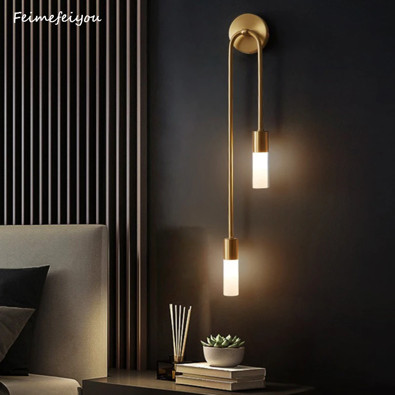 Modern Led Wall Lamps Bedroom Bedside Interior Wall Light Living Room Background Wall Corridor Gold Wall Sconce Indoor  Lighting