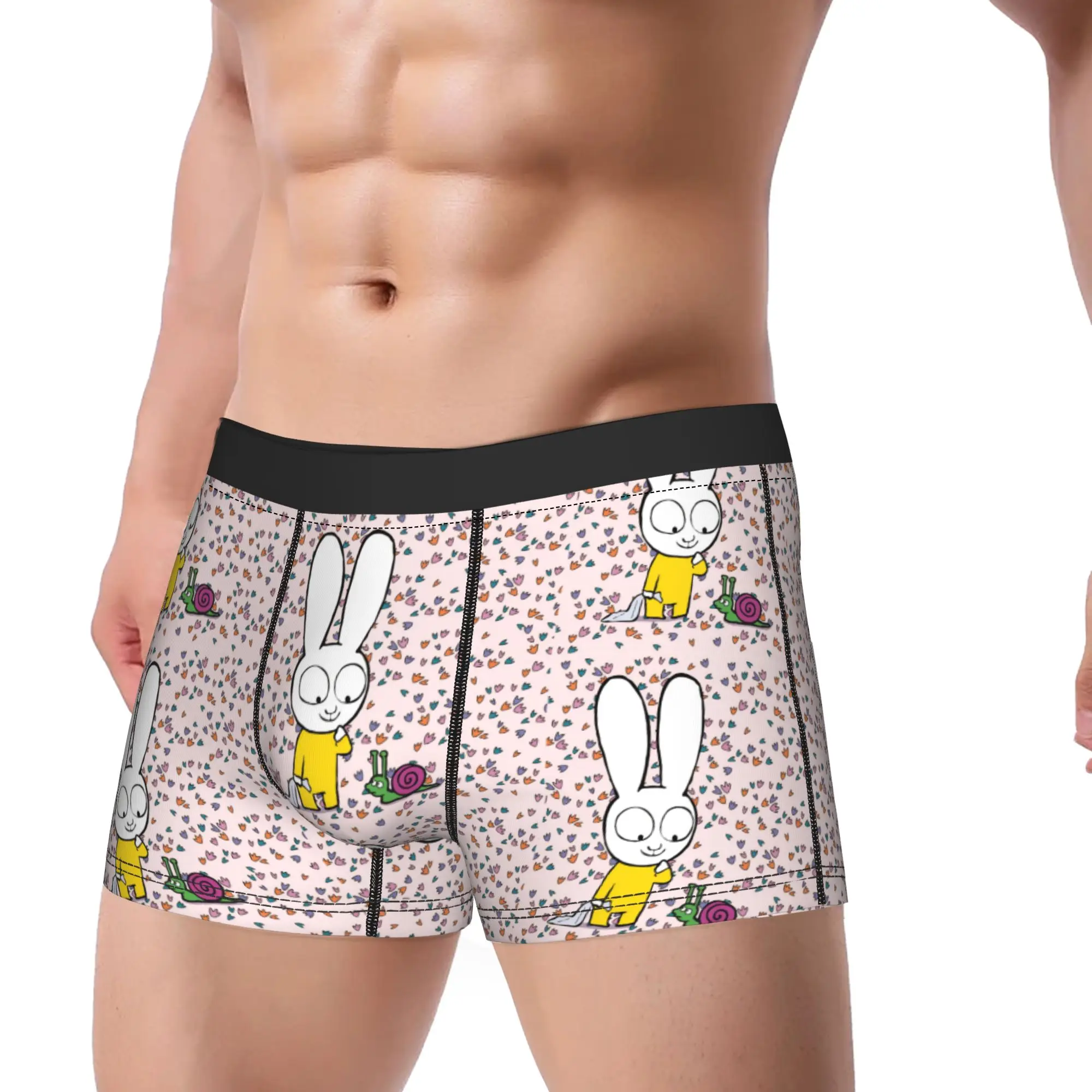 Novelty Boxer Simons Rabbit Shorts Panties Briefs Men's Underwear French Cartoon Polyester Underpants for Male Plus Size