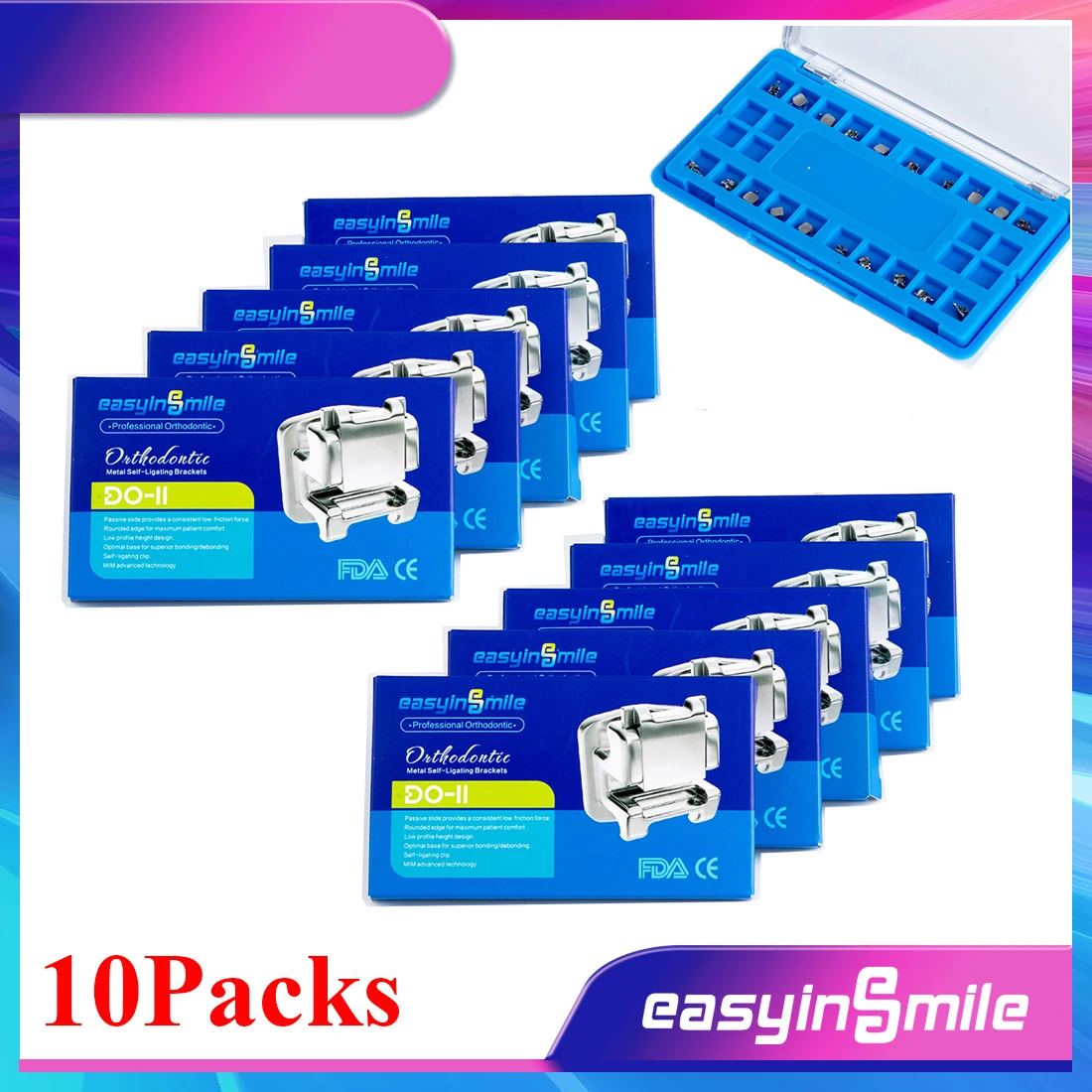 Easyinsmile Dental Material for Metal Teeth Mini Self Ligating Orhto Bracket Braces Roth / MBT 345 022 High Quality