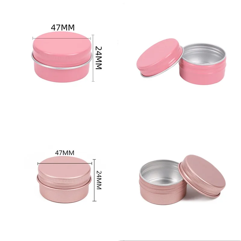 

200pcs 30g 47x24mm Cosmetic Cream Jar Rose Gold Pink Aluminum Box Candle Lipbalm Makeup Container Empty Aluminum Tin with Lid