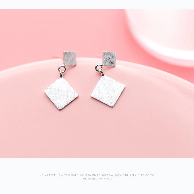Modian 925 Stelring Silver Fashion Design Frosted Geometric Dangle Earrings for Women 925 Sterling Silver Charm Wedding Jewelry