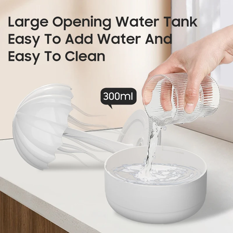 Dynamic Jellyfish Essential Oil Diffuser 300ML 7 Colorful Night Light Jellyfish Air Humidifier for Home Bedroom