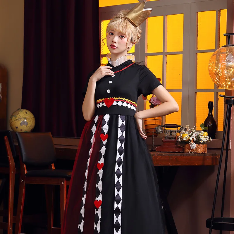Erwachsene Halloween Rote Königin Cosplay Dr. Alice Poker Queen Rollenspiel Langer Rock Kostüm Ele Damen Traditionelle Kleidung