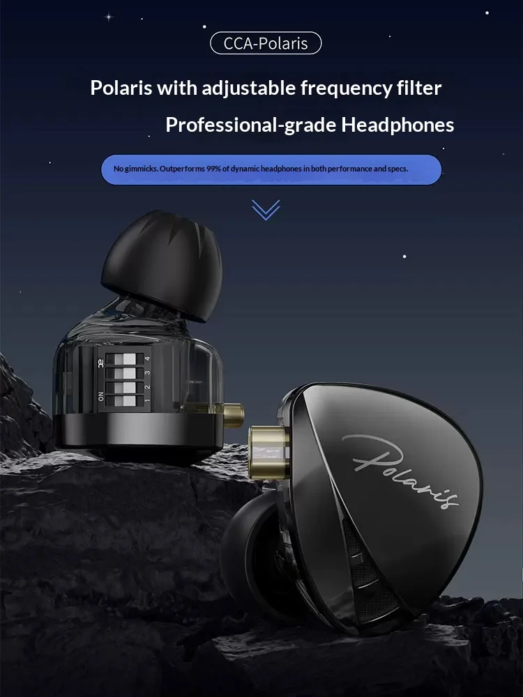 CCA Polaris Wired Headphones Double Cavity Moving Coil Unit Esports Headset Adjustable Frequency Filter Light Weight For Gifts