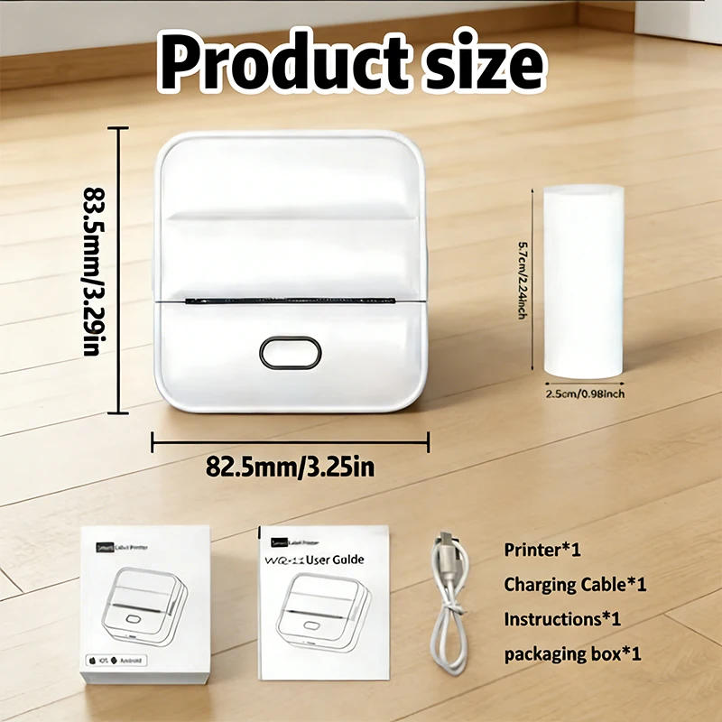 Thermal Mini Printer, Portable Inkless Sticker Maker,Bluetooth Free Cut Small Pocket Printer for Children DIY 57mm Photo Print