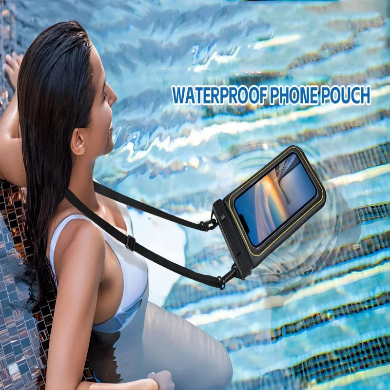 HAISSKY Upgrade Sponge Waterproof Phone Bag Adjustable Crossboday Long Lanyard Swimming Surfing Beach Touch Screen Phone Pouch