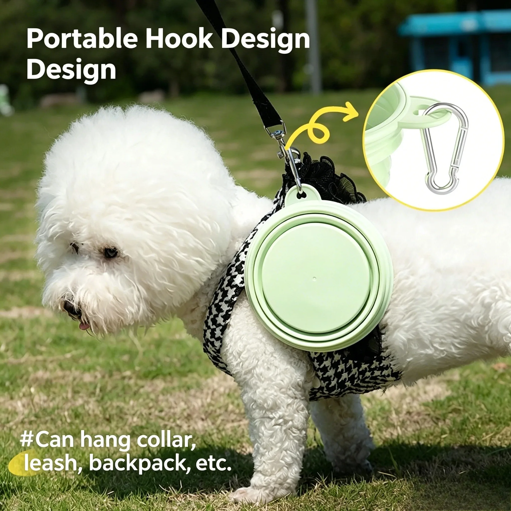 Macaron Color Collapsible Silicone Pet Bowl Portable Foldable Dog Water Food Bowl With Carabiner Clip Outdoor Travel Feeding Bow view 2