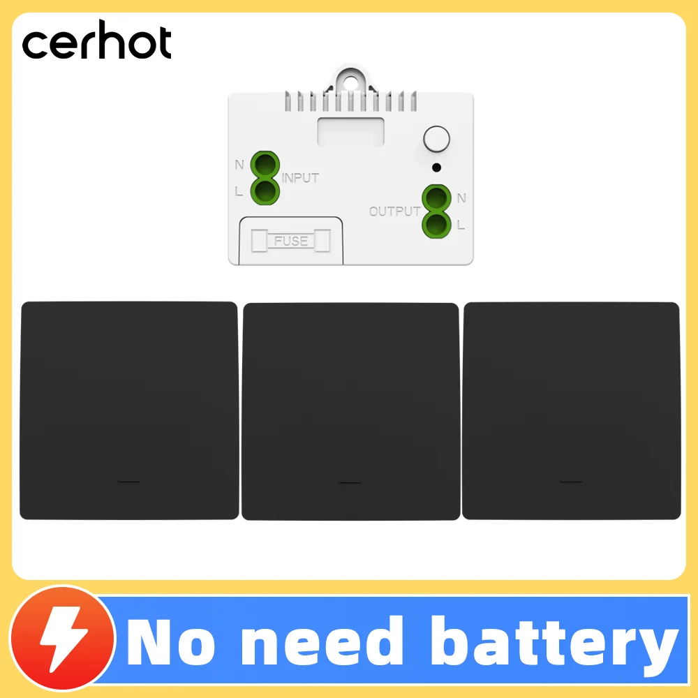 

Cerhot умный дом черный беспроводной переключатель с автономным питанием для освещения комплект кинетических переключателей дистанционные выключатели света беспроводная кнопка