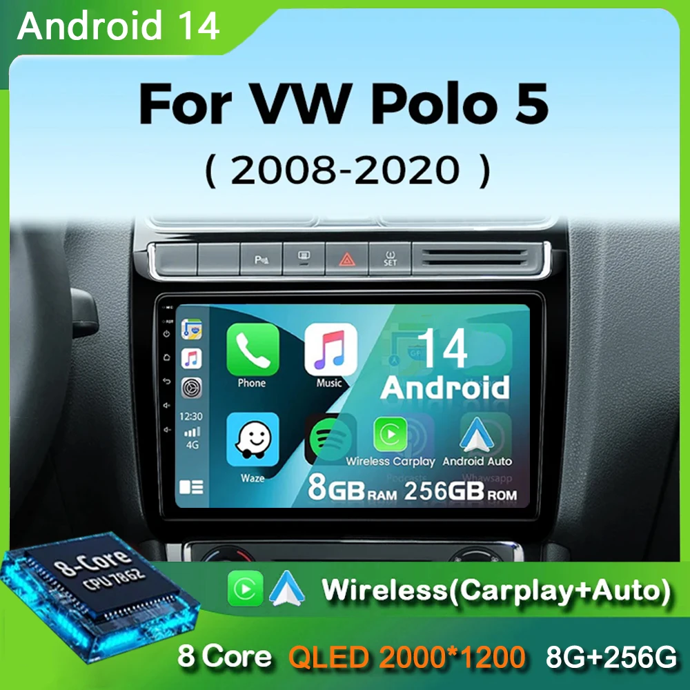 

Android 14 Carplay Car Radio For Volkswagen VW Polo Sedan 2008 - 2020 Navigation GPS Multimedia Player WiFi+4G Stereo Video DSP