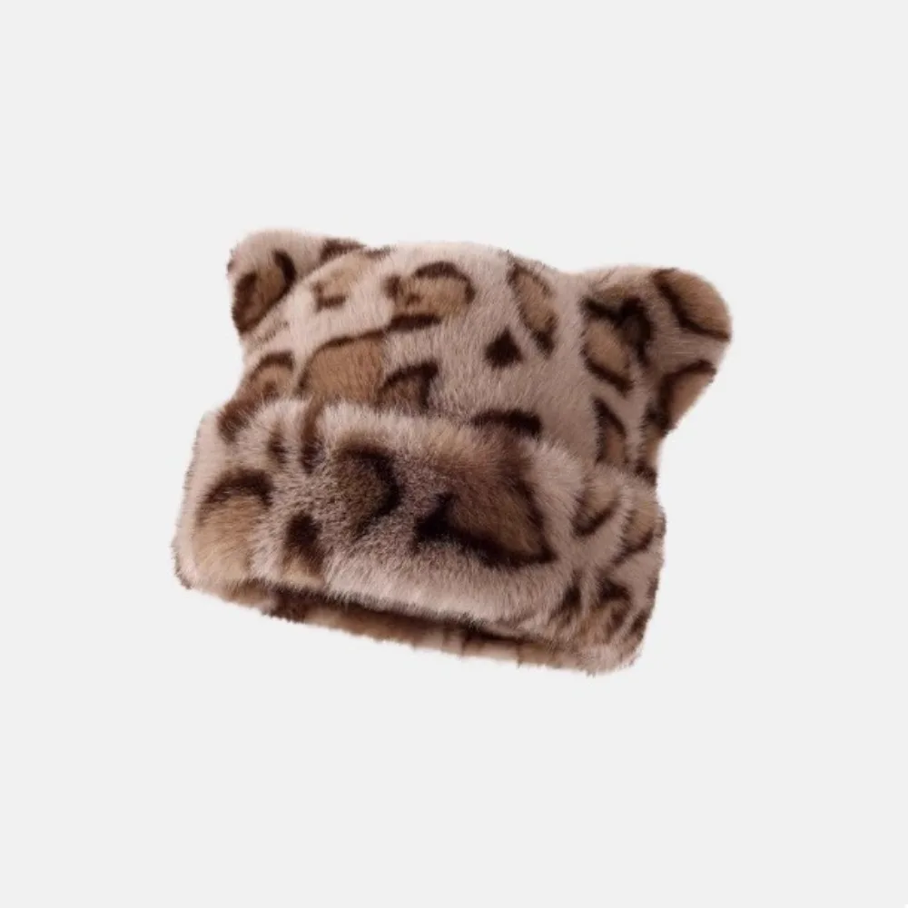 Chapeau de pêcheur rétro automne hiver, bassin chaud, imprimé léopard, résistant au froid, chapeau mongol, Protection des oreilles