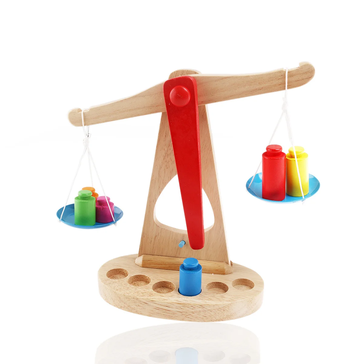 Báscula de equilibrio de madera educativa para niños, juego de aprendizaje divertido colorido de 6 pesos, juego de equilibrio práctico, juguete educativo para niños