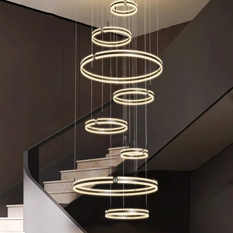 

Modern ring stairs led lights pendant light lamps for living room led Chandeliers for dining room hanging light indoor lighting