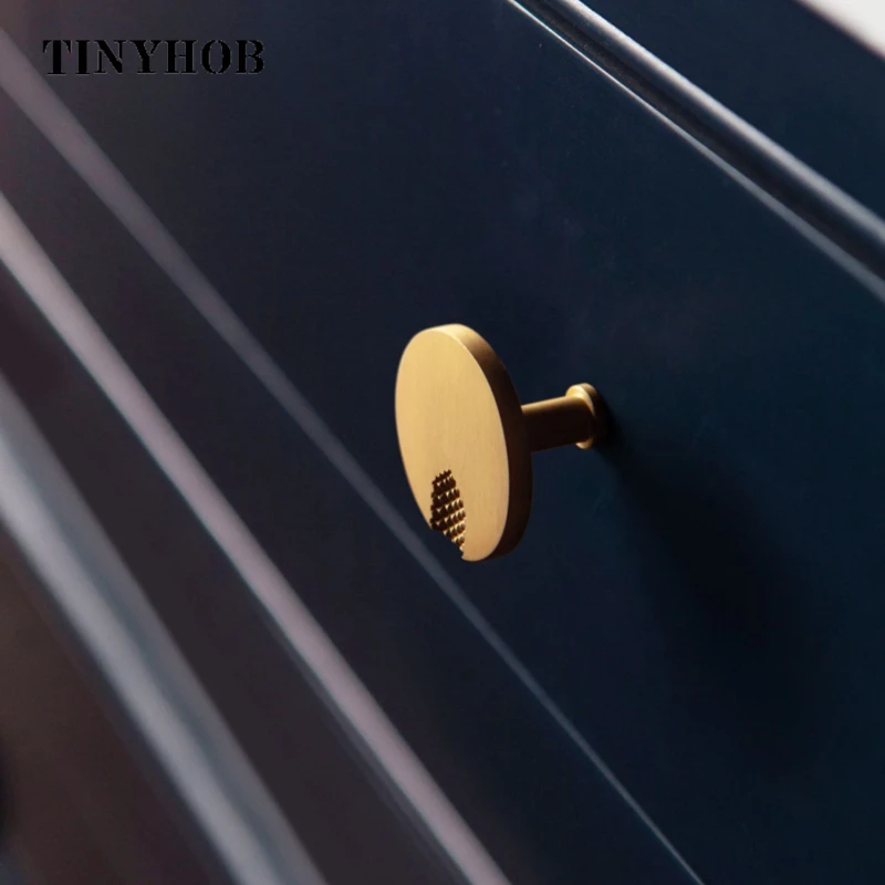 TINYHOB Minimalism Brass Furniture Handles Modern Gold Round Pulls Cupboard Wardrobe Dresser Drawer Cabinet Knobs Kitchen