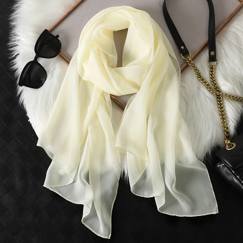 

2024 New Fashion Summer Women soild color Beach Scarf Silk Shawls Headband Female Headband Wraps Sunscreen Hijab Wholesale