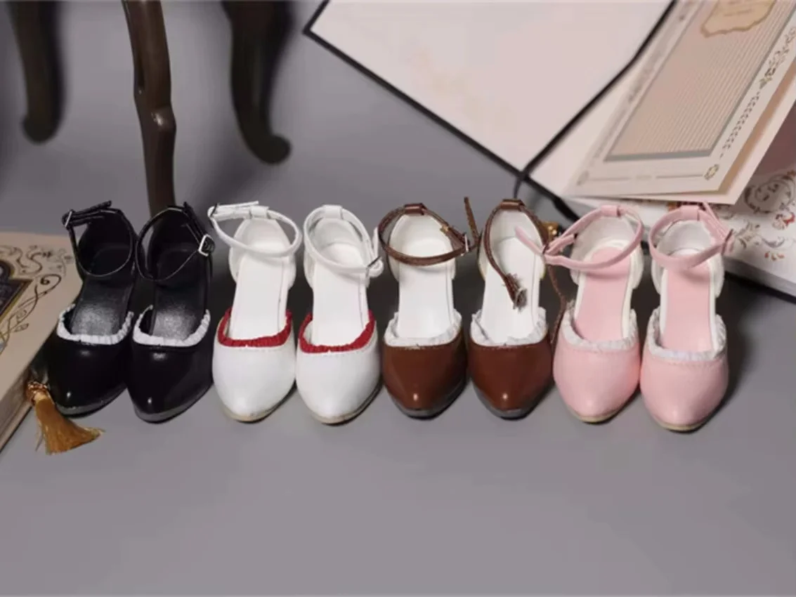 

Кукольная обувь BJD, разноцветная кружевная кожаная обувь для девочек, элегантные игрушки 1/3, острый носок, матовый, черный, розовый, белый, на высоком каблуке, аксессуары для кукол для девочек